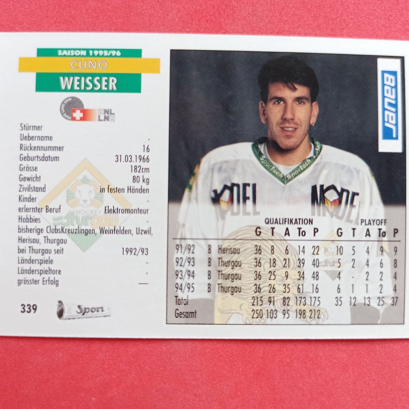 Sammelbilder & Trading cards: Cuno Weisser - HC THURGAU - 1995/96 – Gebraucht aus Dübendorf von kb86_MOVIE 1