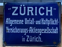 Emailleschild Zürich Versicherung blau gebraucht