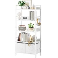 Bücherregal 5-stöckig, Bücherschrank mit 2 Stoffschubladen