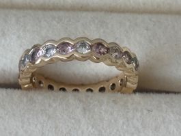 Luxus Elegante gr.17/7 Ring Zirkonia Memoire Goldfarben
