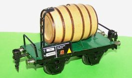 Märklin 0: Flachwagen mit Buco Weinfass aus Holz