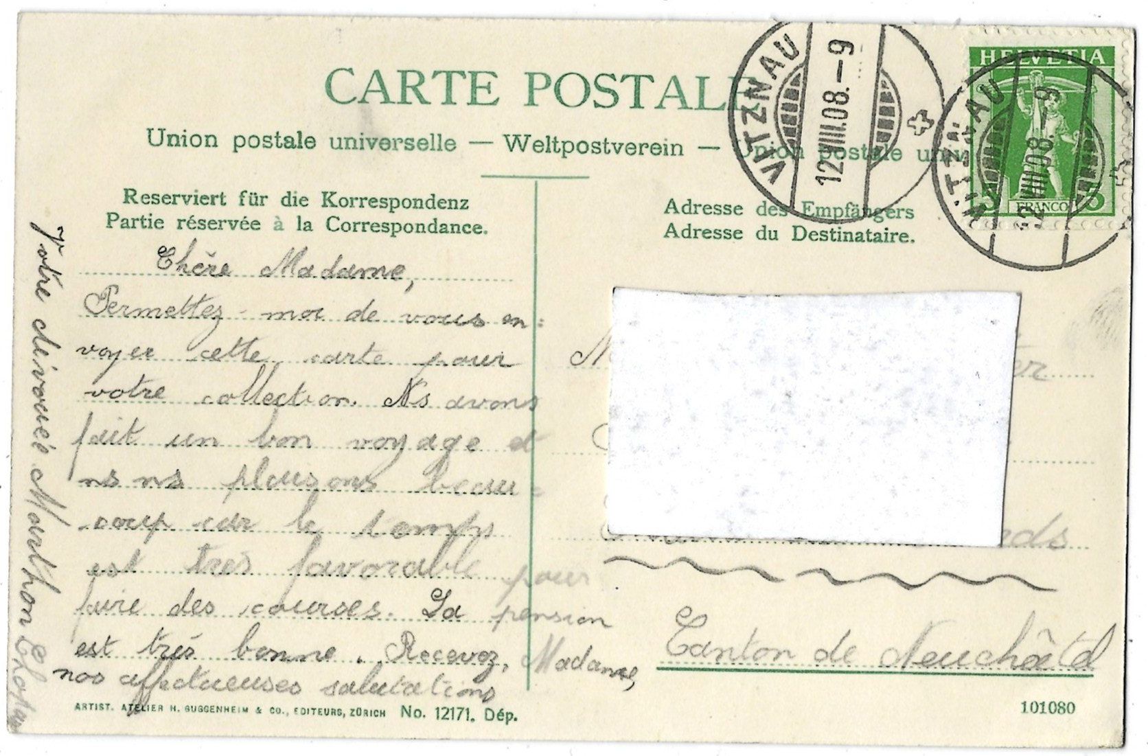 Cartoline postali: VITZNAU,  KATH.  KIRCHE – Usato da Bütschwil venduto da Jackson1A 1
