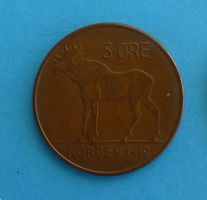 Münze Norwegen 5 Öre, 1959