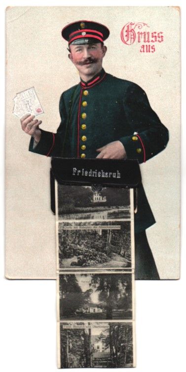 Cartoline postali: Leporello-AK Friedrichsruh, Briefträger – Usato da Berlin venduto da bartko-reher
