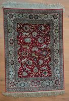 Edler Ghom Seidenteppich (Iran) – Jagdmotiv – 105 x 150 cm