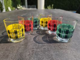 6er Set Vintage Schnapsgläser Tartanmuster/Schottland 