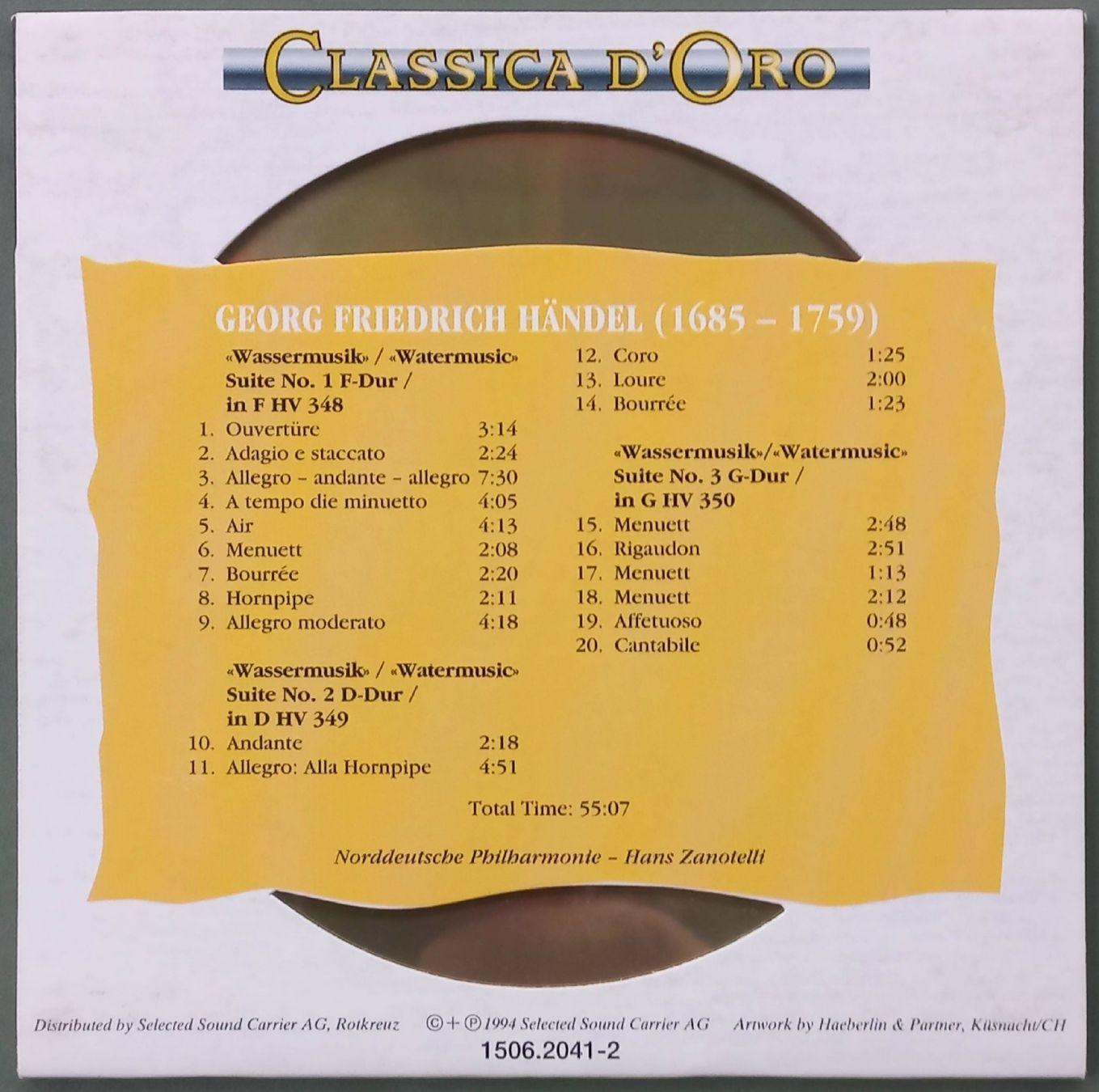 CD: CD - Georg Friedrich Händel - Wassermusik 1-3 – Usato da Niederuzwil venduto da lubimaja 1
