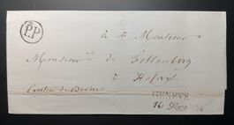 Faltbriefhülle ab Genf 1834 mit PP-Kreisstempel nach Hofwil