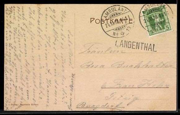 Cartoline postali: AK Langenthal, Kirche mit Hinterberg – Usato da Berlin venduto da bartko-reher 1