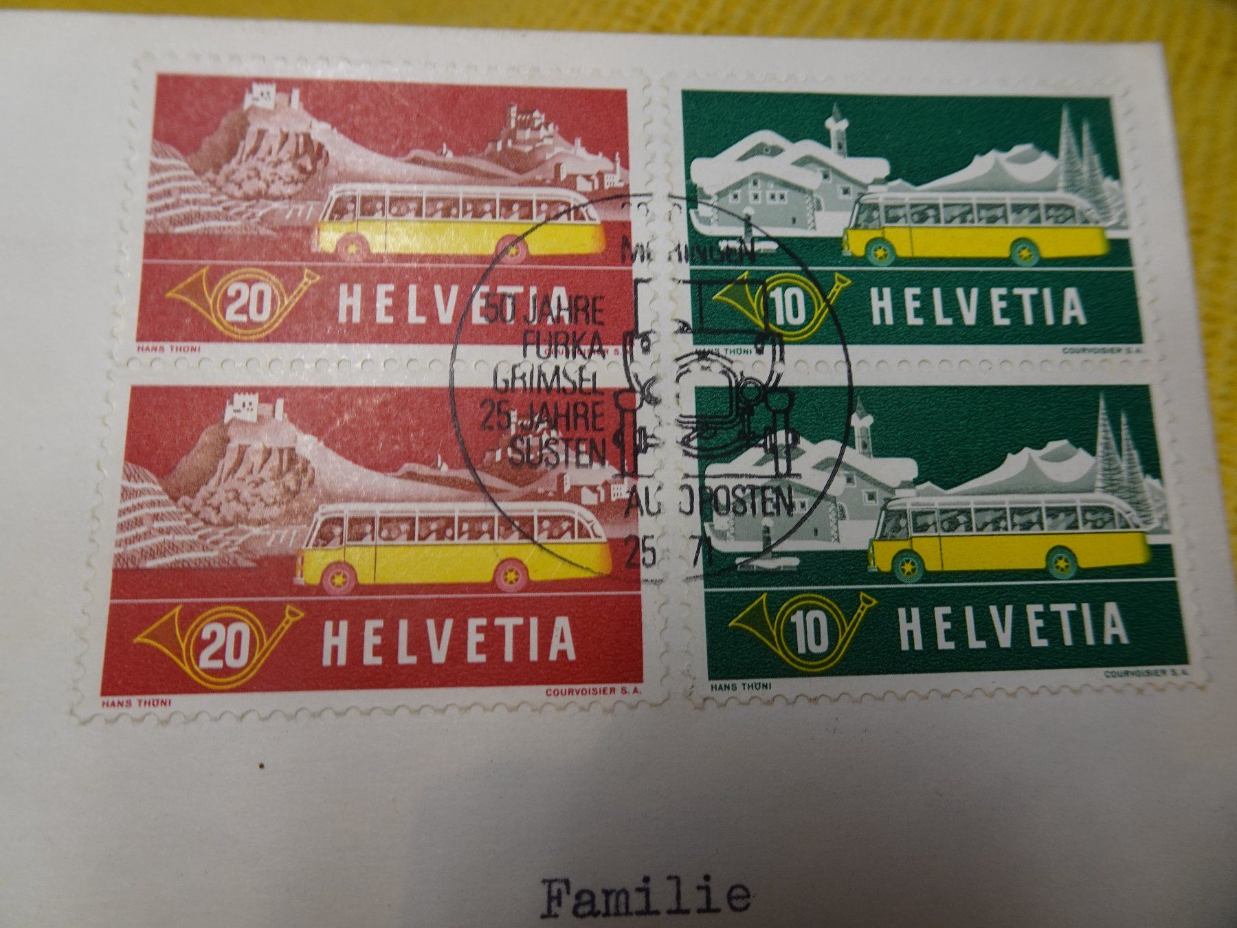 Alle Briefmarken: 25.6.71., SONDERPOST FURKA/GRIMSEL/SUSTEN – Gebraucht aus Eschenbach SG von eDaisy 1