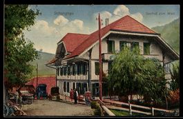 AK Schangnau, Gasthof zum Wald mit Anwohnern