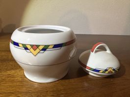 Pot à sucre vintage en porcelaine, décor géométrique
