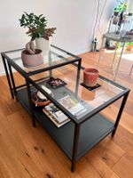VITTSJÖ Satztische 2 St., schwarzbraun/Glas, 90x50 cm