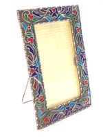 Antiker Fotorahmen, Silber gestempelt ,Cloisonne Emaille,