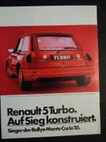 Prospekt Werbeblatt Renault 5 Turbo 1981