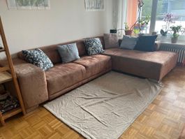 Ecksofa Braun mit Hocker