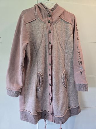 Damen Long-Strickjacke, Grösse: XL, rosa mit Strass