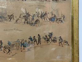 Antike Lithografie 19Jh. Karikatur-Zeichnung "Palmarum"