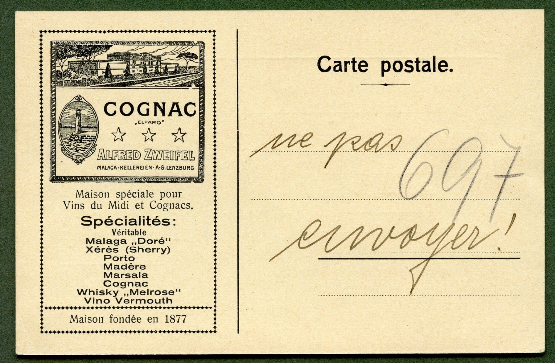 Tutti i francobolli: 1 illustrierte Postkarte "Cognac/Alfred Zweifel" – Usato da Steffisburg venduto da Charlamov