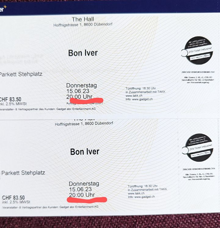 Bon Iver 2 Stehplätze The Hall | Kaufen auf Ricardo
