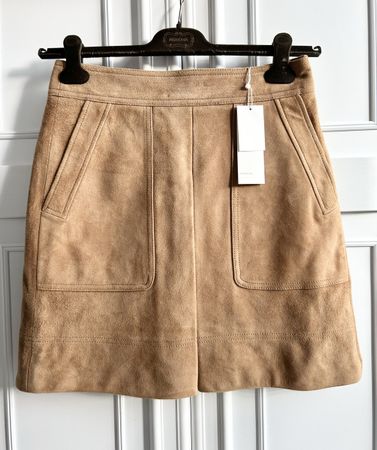 Vince leather & silk skirt US 4 36 NEW w TAGS NP $595