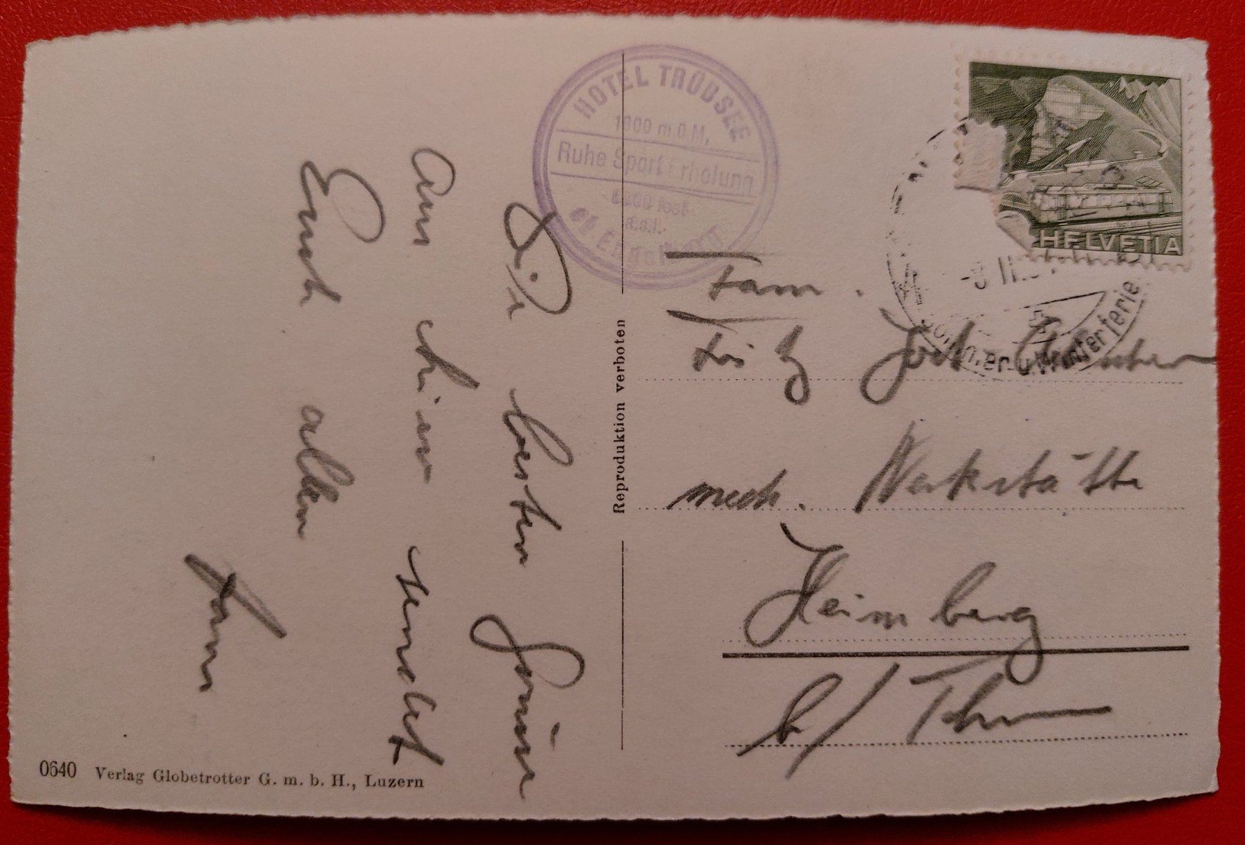 Ansichtskarten: Trübsee // Hotelstempel – Gebraucht aus St-Légier-Chiésaz von Theo006 1