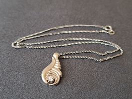 Collier vintage avec pendentif argent 925 certi pierre Zirco