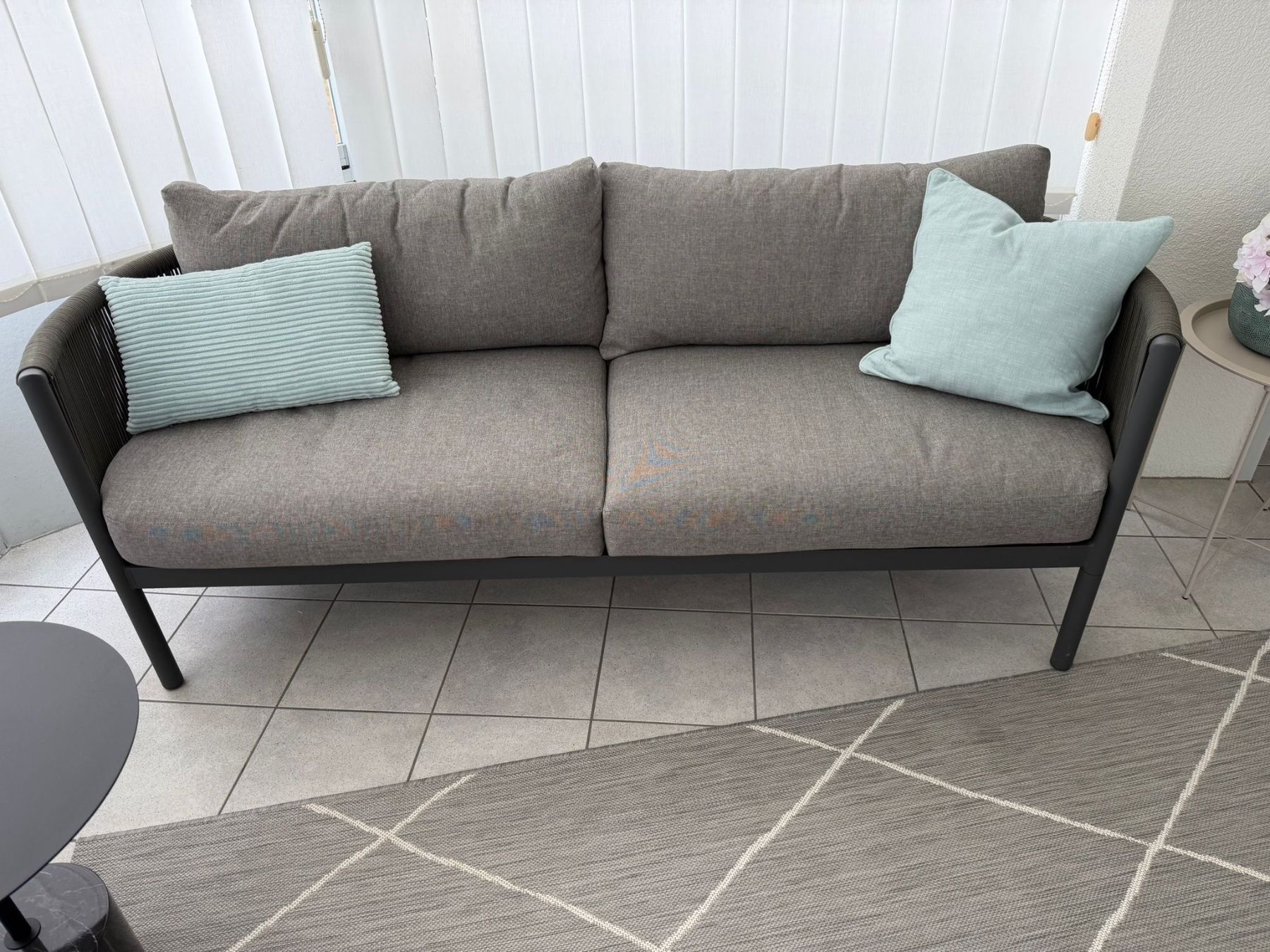 Divani: Design Balkonsofa / Gartensofa Aluminium & Rope – Anthrazit – Usato da Otelfingen venduto da kan_cs56