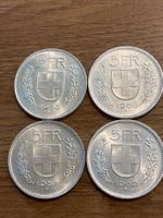 4 x 5 Franken Silber Münzen  1965-1969