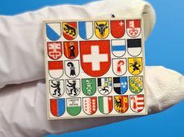 Brosche Schweiz Wappen + alle 26 Kantone 1980 - Box 48