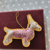Hunde Figur Anhänger  hübsch besticktes Gewebe Pailletten