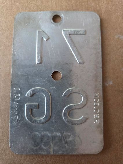 Sachs Insegne: Velonummer SG 71 plaque Velo – Usato da Schenkon venduto da Uhu007 1