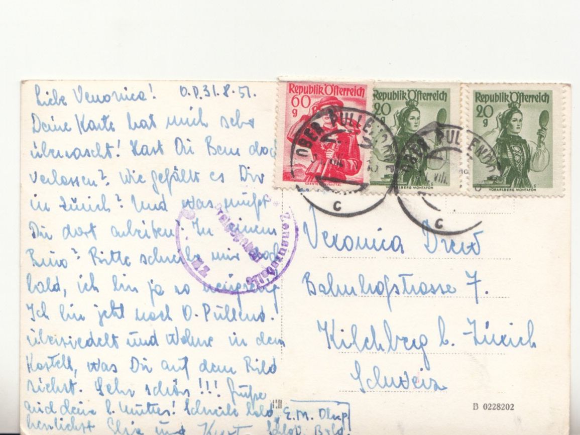Cartoline postali: Oberpullendorf 1957 – Usato da Bürglen TG venduto da StampGraf 1