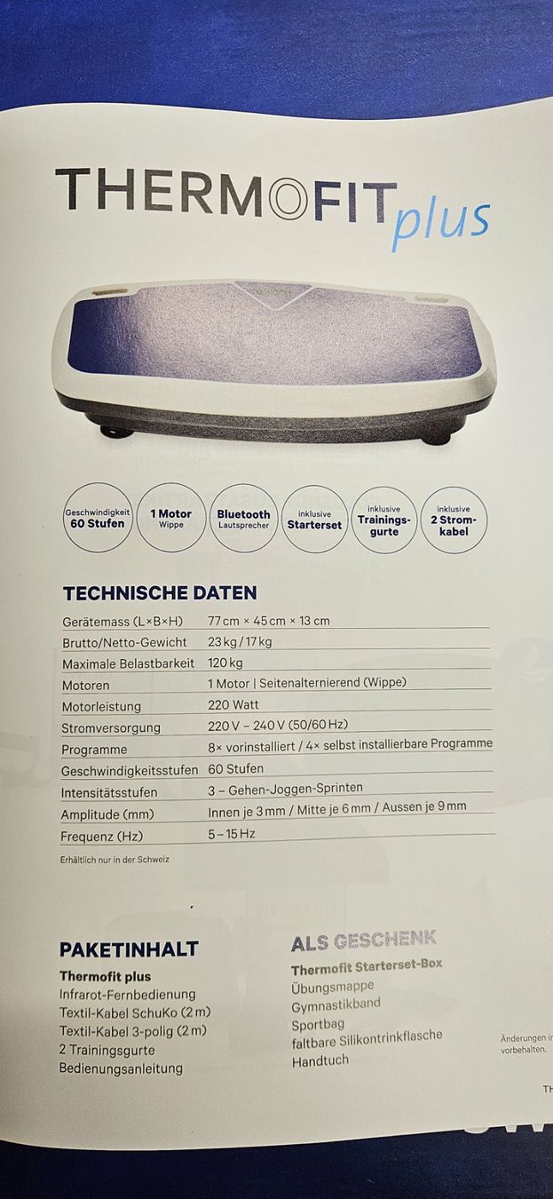 Thermofit Hometrainer: Thermofit plus  Vibrationsplatte new Design nie gebraucht – Usato da Seuzach venduto da Seuzi0 1