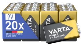 Varta Batterien 9V Blockbatterien, 20 Stück, Power on Demand