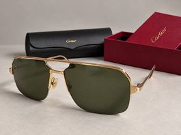 Cartier Sonnenbrille  goldfarben mit dunkelgrünen Gläsern