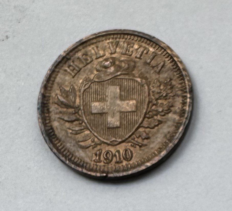 Alle Münzen: 1910 1 Rappen vz – Gebraucht aus Kirchberg SG von Z-Collection