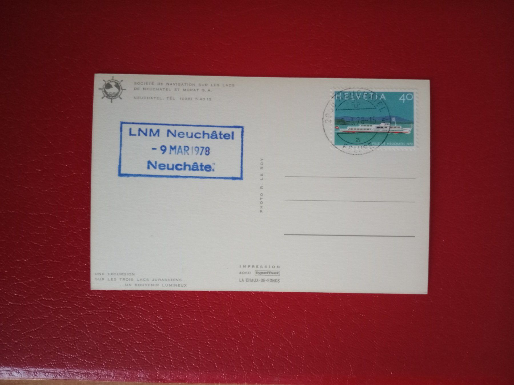 Ansichtskarten: AK Schiff LNM Neuchatel Stempel 1978 – Gebraucht aus Küttigen von Melisch1000 1