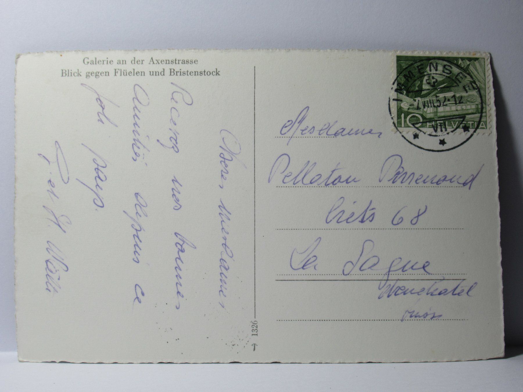 Ansichtskarten: Axenstrasse 1952 – Gebraucht aus Grenchen von Bluemchen1900 1