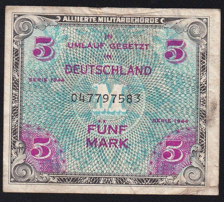 Banconote: Deutschland 5 Mark 1944 – Usato da Brugg AG venduto da banknoten_muesli
