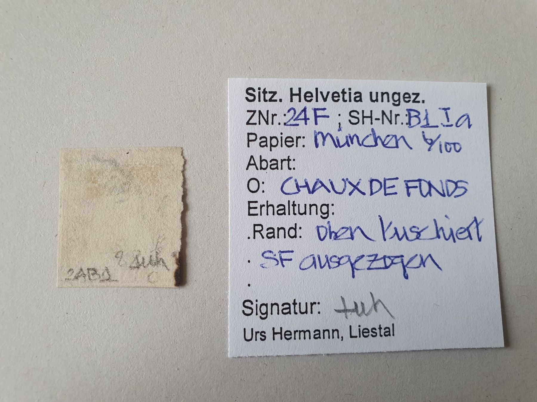 Tutti i francobolli: Strubel 24F Kat. 450.- Befund – Usato da Balgach venduto da SIMEON27 2