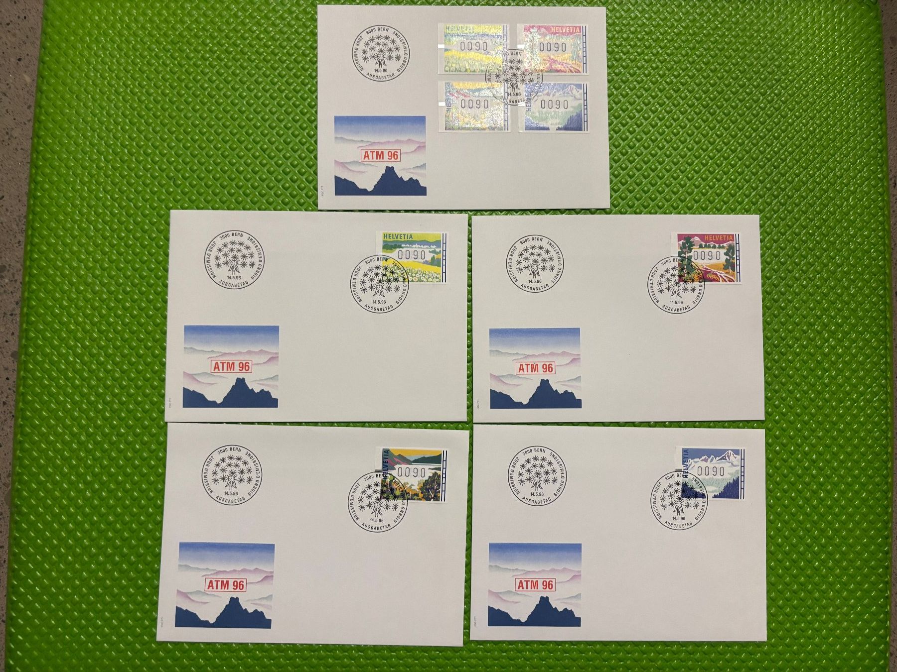 Tutti i francobolli: 5 FDC Automatenmarken ATM 96, ab 1.- – Usato da Zürich venduto da 1BJM5