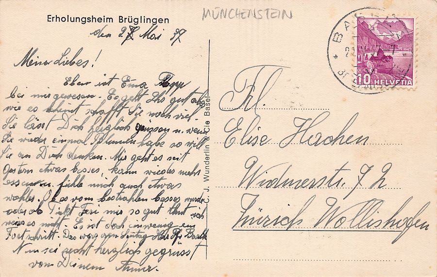 Cartoline postali: Erholungsheim Brüglingen, gelaufen 1937 – Usato da Frauenfeld venduto da POML 1