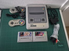 Super Nintendo SNES PAL Console with 2 games & 2 pads
