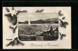 AK Genève, La Rade, Bonne Année, 1926
