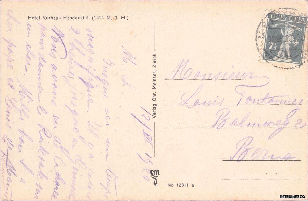 Cartoline postali: Grimsel // Hotel Handeckfall // 1920 – Usato da Basel venduto da intermezzo12 1