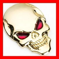 3D Totenkopf Aufkleber Augen GOLD Sticker Skull Patch Badge