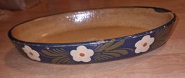 Keramik Auflaufform oval blau mit Blumenmotiv gebraucht