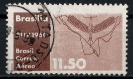 Timbre Brésil Brasilia 1960 oblitéré