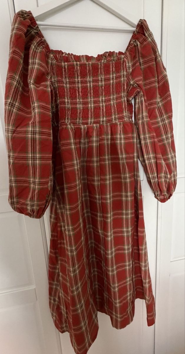 Vestiti: Plaid Dress red checked square neck long sleeve – Nuovo (secondo la descrizione) da Winterthur venduto da LarissaChiara27 3